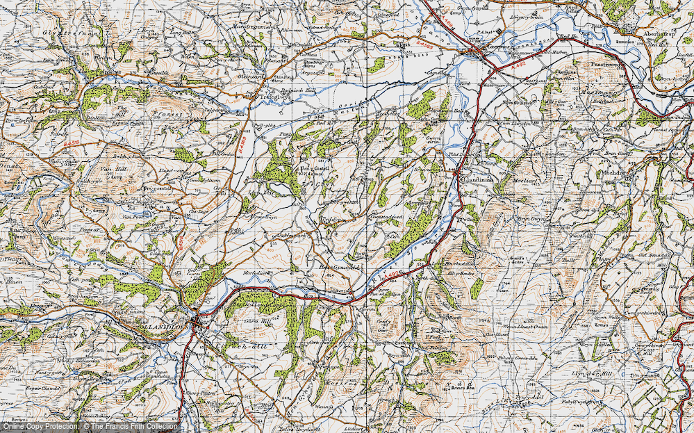 Old Map of Historic Map covering Dolwen in 1947