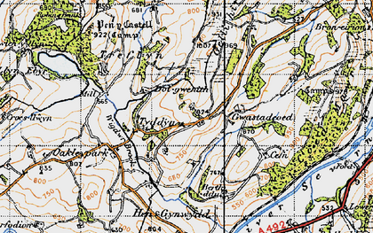 Old map of Pen y Coed in 1947