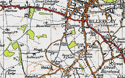 Old map of Tye Common in 1946