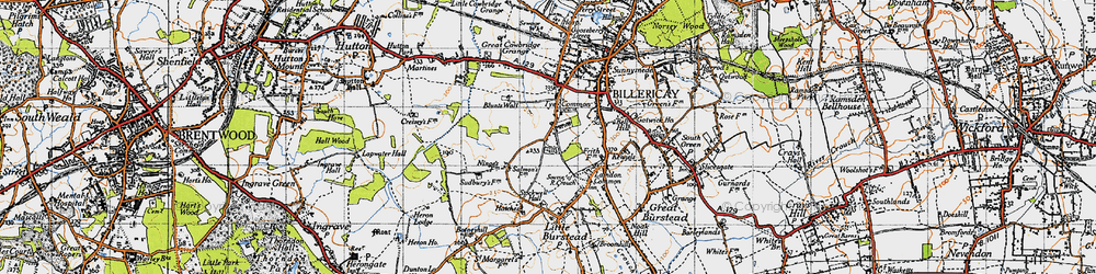 Old map of Tye Common in 1946