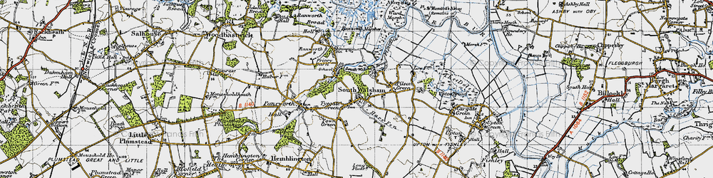 Old map of Tyegate Green in 1945