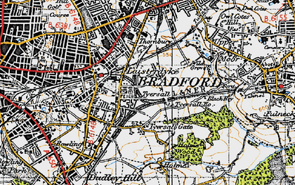 Old map of Tyersal in 1947