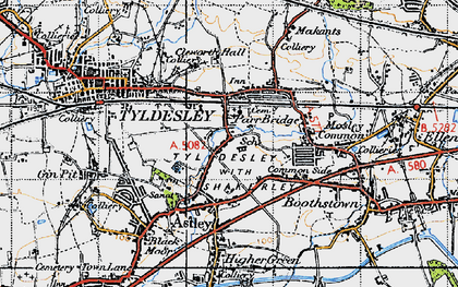 Old map of Tyldesley in 1947