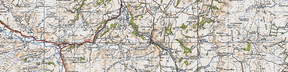 Old map of Brynposteg Hill in 1947