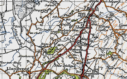 Old map of Afon Carrog in 1947