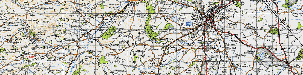 Old map of Tyn-y-coed in 1947