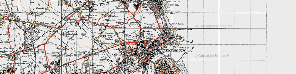 Old map of Tynemouth in 1947