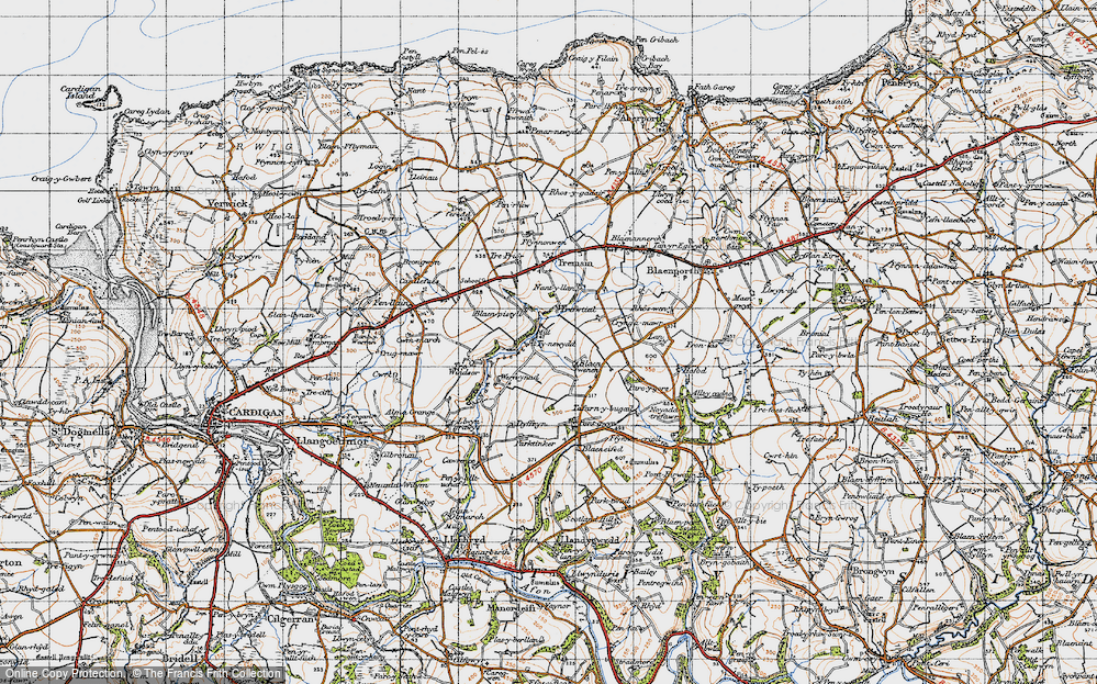 Old Map of Historic Map covering Blaenwenen in 1947