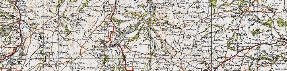 Old map of Afon Deunant in 1947