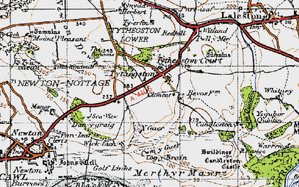 Old map of Tythegston in 1947