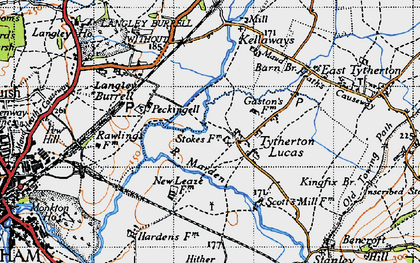Old map of Tytherton Lucas in 1947