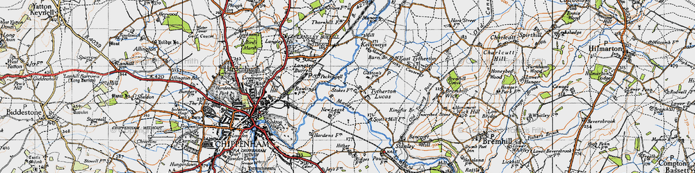 Old map of Tytherton Lucas in 1947