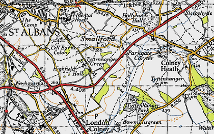 Old map of Tyttenhanger in 1946