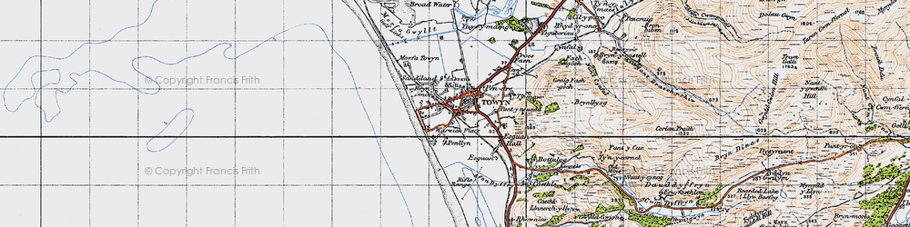 Old map of Tywyn in 1947