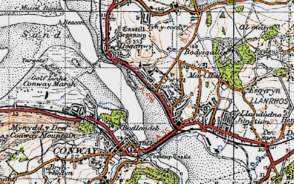 Old map of Tywyn in 1947