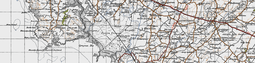 Old map of Afon Crigyll in 1947