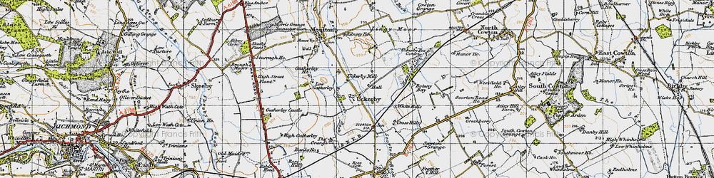 Old map of Uckerby in 1947
