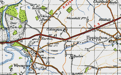 Old map of Uckington in 1947