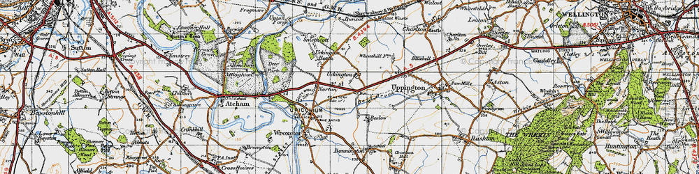 Old map of Uckington in 1947