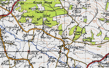 Old map of Wrington Hill in 1946