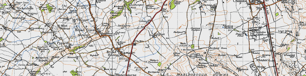 Old map of Uffcott in 1947