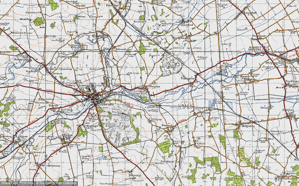 Old Map of Historic Map covering Burghley Ho in 1946