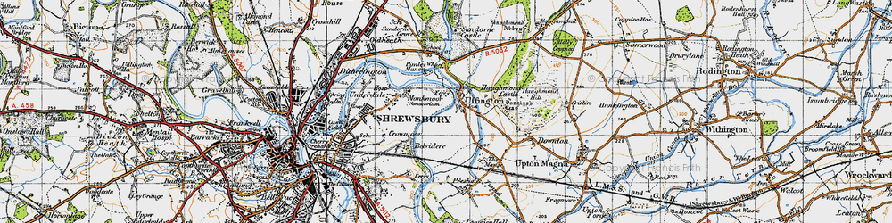 Old map of Uffington in 1947