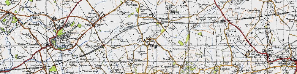Old map of Uffington in 1947