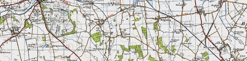 Old map of Ufford in 1946