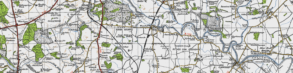 Old map of Ulleskelf in 1947