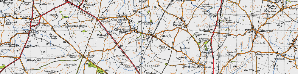 Old map of Ullesthorpe in 1946