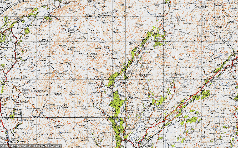 Old Map of Historic Map covering Yew Pike in 1947