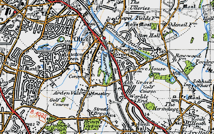 Old map of Ulverley Green in 1947