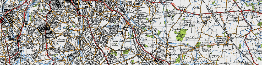 Old map of Ulverley Green in 1947