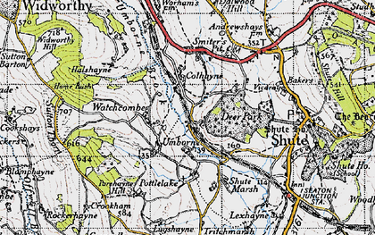 Old map of Umborne in 1946