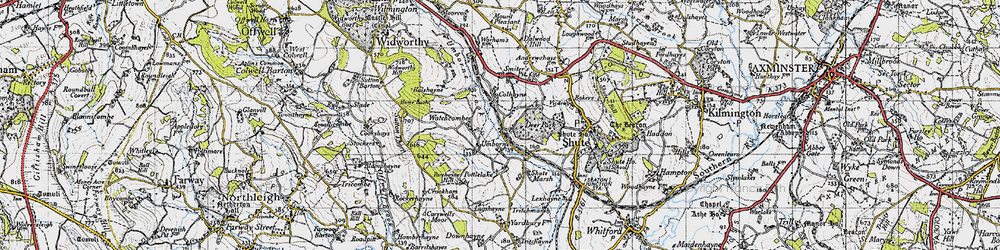 Old map of Umborne in 1946