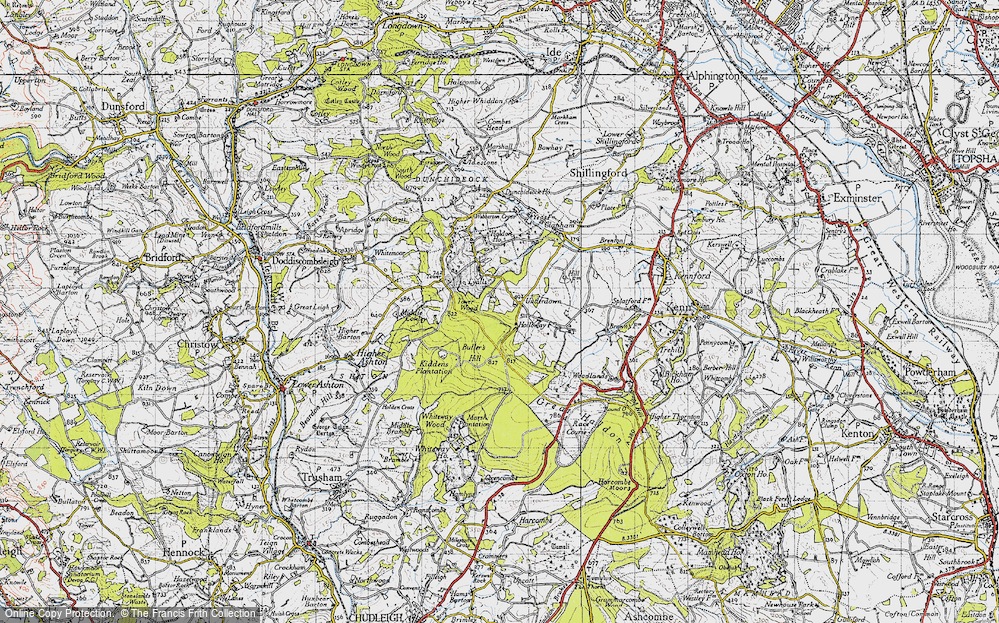 Old Map of Historic Map covering Buller's Hill in 1946
