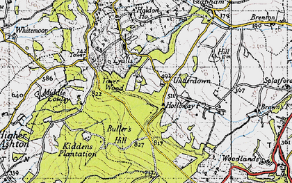 Old map of Buller's Hill in 1946