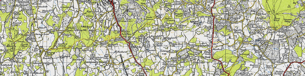 Old map of Underriver in 1946