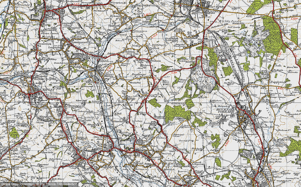Old Map of Historic Map covering Beauvale Ho in 1946
