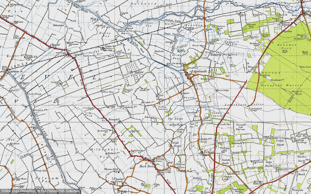 Old Map of Undley, 1946 in 1946