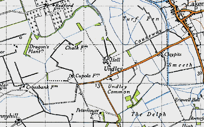 Old map of Undley in 1946