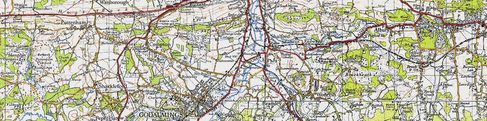 Old map of Unstead in 1940