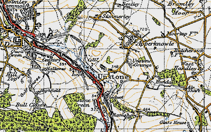 Old map of Unstone in 1947