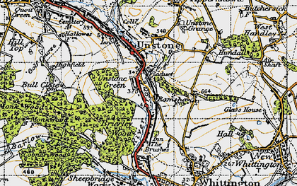 Old map of Unstone Green in 1947