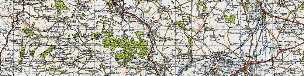 Old map of Unstone Green in 1947