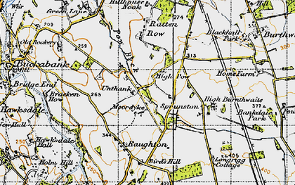 Old map of Unthank in 1947