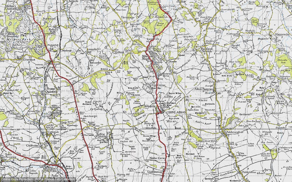 Old Map of Up Cerne, 1945 in 1945
