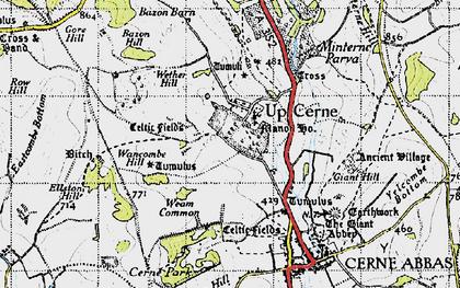 Old map of Up Cerne in 1945