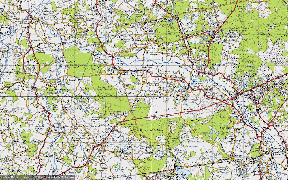 Old Map of Historic Map covering Blackbushe Airport in 1940